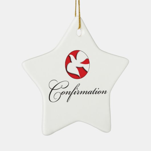 Bevestiging Witte duif op Rode Cirkel Keramisch Ornament (Rechts)