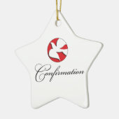 Bevestiging Witte duif op Rode Cirkel Keramisch Ornament (Links)