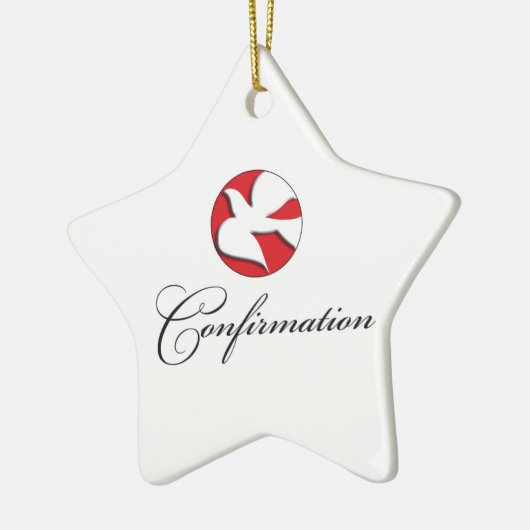 Bevestiging Witte duif op Rode Cirkel Keramisch Ornament (Links)