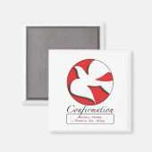 Bevestiging Witte duif op Rode Cirkel Magneet (Voorkant / Achterkant)