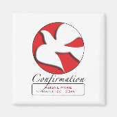 Bevestiging Witte duif op Rode Cirkel Magneet (Voorkant)