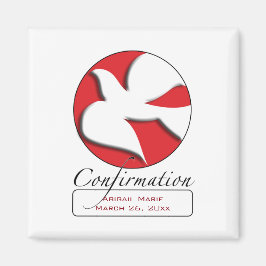 Bevestiging Witte duif op Rode Cirkel Magneet