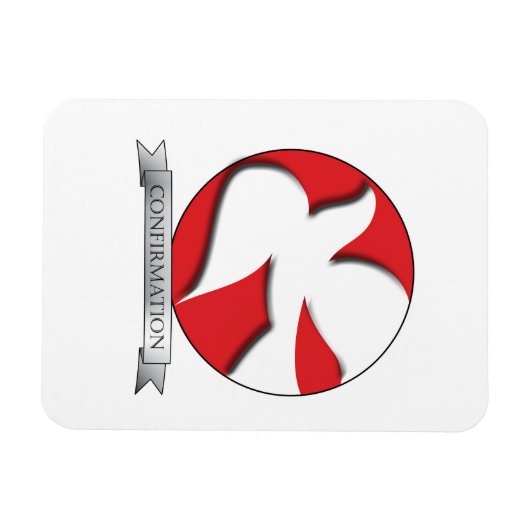 Bevestiging Witte duif op Rode Cirkel Magneet (Horizontaal)