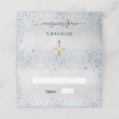 Bevestiging zilverblauwe jongen plaatskaartje (Buitenkant ongevouwen)