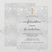 Bevestiging zilveren glitter meisje modern kaart (Voorkant / Achterkant)