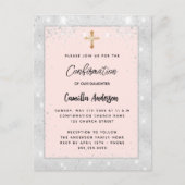 Bevestiging zilveren roos goudbrij uitnodiging briefkaart (Voorkant)