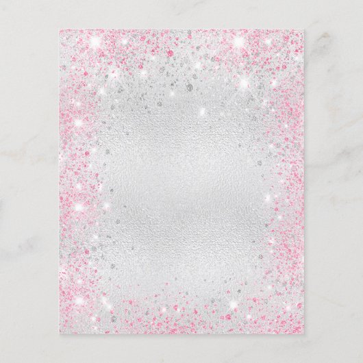Bevestiging zilverroze glitter-begrotingsuitnodigi flyer (Achterkant)