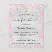 Bevestiging zilverroze glitter-begrotingsuitnodigi flyer (Voorkant)