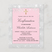 Bevestiging zilverroze glitter budget uitnodiging flyer (Voorkant)