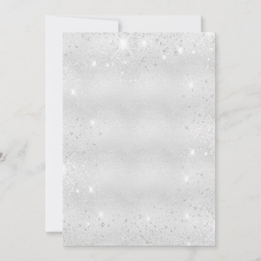 Bevestiging zilverroze glitter cross script kaart (Achterkant)