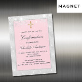 Bevestiging zilverroze glitterscript luxe magnetische uitnodiging