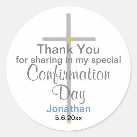 Bevestiging Zoon Dank u Ronde Stickers (Voorkant)
