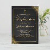 Bevestiging Zwart en Goud Elegant Kaart (Staand voorkant)