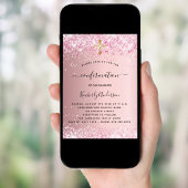 Bevestiging zwart roze glitter meisje kaart