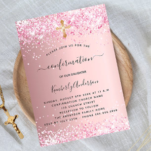 Bevestiging zwart roze glitter meisje kaart
