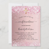 Bevestiging zwart roze glitter meisje luxe kaart (Voorkant)