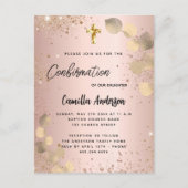 Bevestiging: zwarte eucalyptusgoud glitter uitnodiging briefkaart (Voorkant)