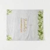 Bevestigingsachtergrond | Marble Gold Cross Lelies Wandkleed (Voorkant (horizontaal))