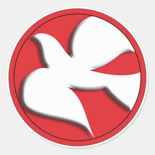 Bevestigingsduif in Rode Cirkel Ronde Sticker (Voorkant)
