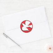 Bevestigingsduif in Rode Cirkel Ronde Sticker (Envelop)