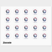 Bevestigingsduif op blauw en rood ronde sticker (Vel)