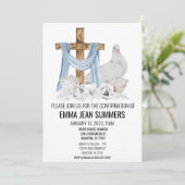 Bevestigingsfeest Aquarel Duif Kruis Kaart (Staand voorkant)