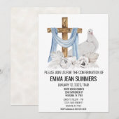 Bevestigingsfeest Aquarel Duif Kruis Kaart (Voorkant / Achterkant)