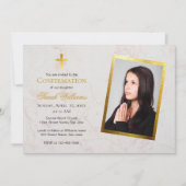 Bevestigingsfoto Marble Faux Gold Foil Script Kaart (Voorkant)