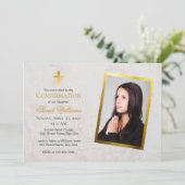 Bevestigingsfoto Marble Faux Gold Foil Script Kaart (Staand voorkant)