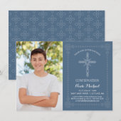 Bevestigingsfoto-uitnodiging - Aangepast met kruis Kaart (Voorkant / Achterkant)