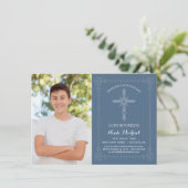 Bevestigingsfoto-uitnodiging - Aangepast met kruis Kaart (Staand voorkant)