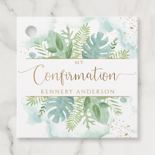 Bevestigingsgroen en blauwe groene Waterverf Bedankjes Labels (Voorkant)