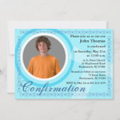 Bevestigingsjongen Uitnodiging blauw (Voorkant)