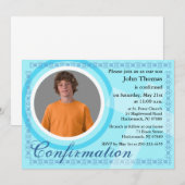 Bevestigingsjongen Uitnodiging blauw (Voorkant / Achterkant)