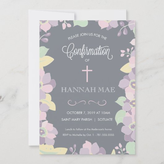 Bevestigingskaart met bloemen en kruiskoppen kaart (Voorkant)