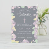 Bevestigingskaart met bloemen en kruiskoppen kaart (Staand voorkant)