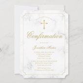 Bevestigingsmarmer Elegant Gold Cross Script Boy Kaart (Voorkant)