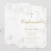 Bevestigingsmarmer Elegant Gold Cross Script Boy Kaart (Voorkant / Achterkant)