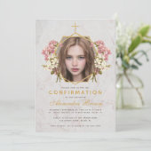 Bevestigingsmeisje Foto Floral Pink Orchids Marble Kaart (Staand voorkant)