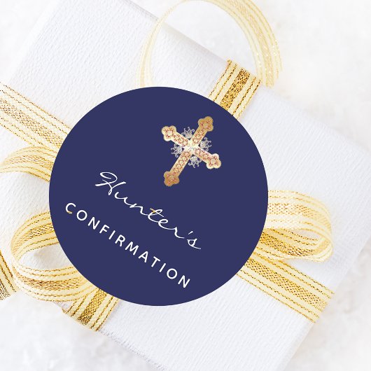 Bevestigingsnaam blauwe jongen ronde sticker