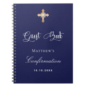 Bevestigingsnavy blauw wit notitieboek