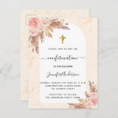 Bevestigingspampa's roos gouden zwarte marmer uitnodiging briefkaart (Voorkant / Achterkant)