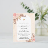 Bevestigingspampa's roos gouden zwarte marmer uitnodiging briefkaart (Staand voorkant)