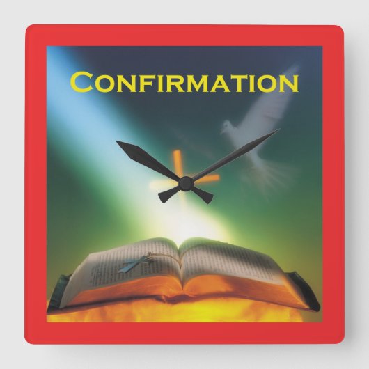 Bevestigingspond, Bijbel, Kruis Vierkante Klok (Voorkant)