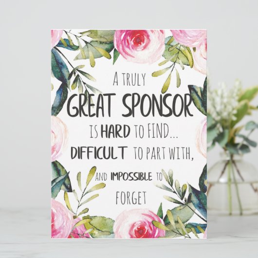 Bevestigingssponsor Gift echt grote sponsor Kaart (Staand voorkant)
