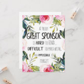 Bevestigingssponsor Gift echt grote sponsor Kaart (Voorkant / Achterkant in situ)