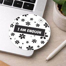 Bevestigingssticker | Zwart Bloem Motiverend Ronde Sticker