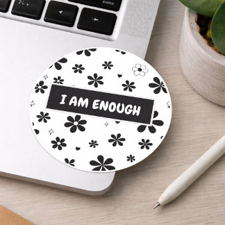 Bevestigingssticker | Zwart Bloem Motiverend Ronde Sticker