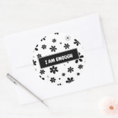 Bevestigingssticker | Zwart Bloem Motiverend Ronde Sticker (Envelop)