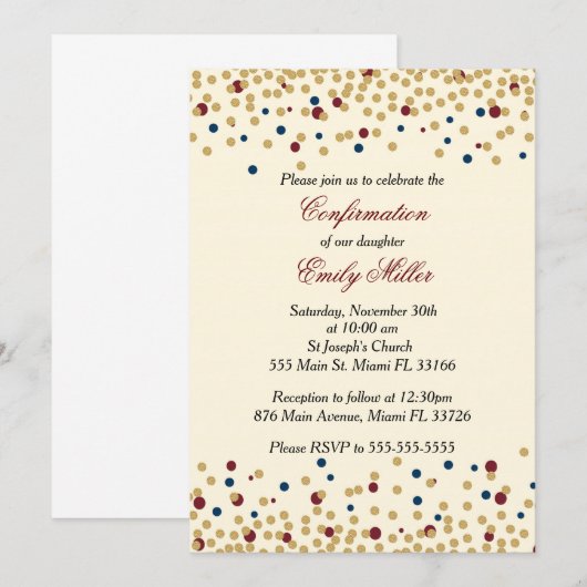 Bevestigingsuitnodiging bevestigt gouden marine ro kaart (Voorkant / Achterkant)